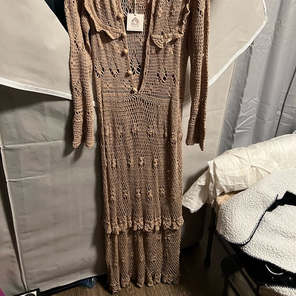 Temporary Price Drop! Chasing Unicorns Fire on the Mountain Ruffle Crochet Maxi - Picture 3 of 4